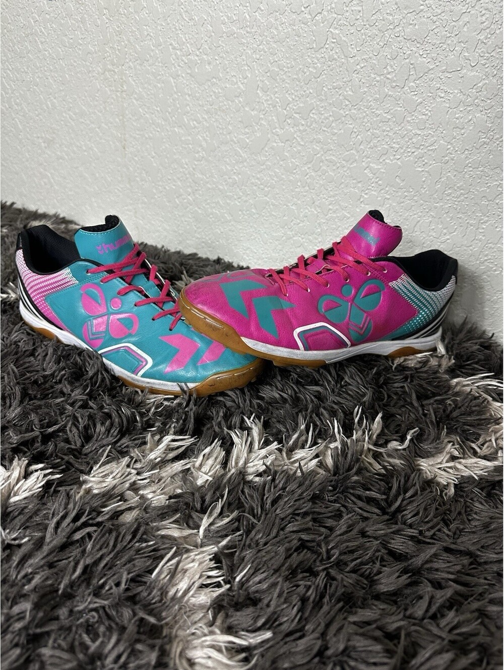 Hummel Impari II GS Futsal Indoor Soccer Shoes Size 27.5 Men’s 9.5 Pink Teal